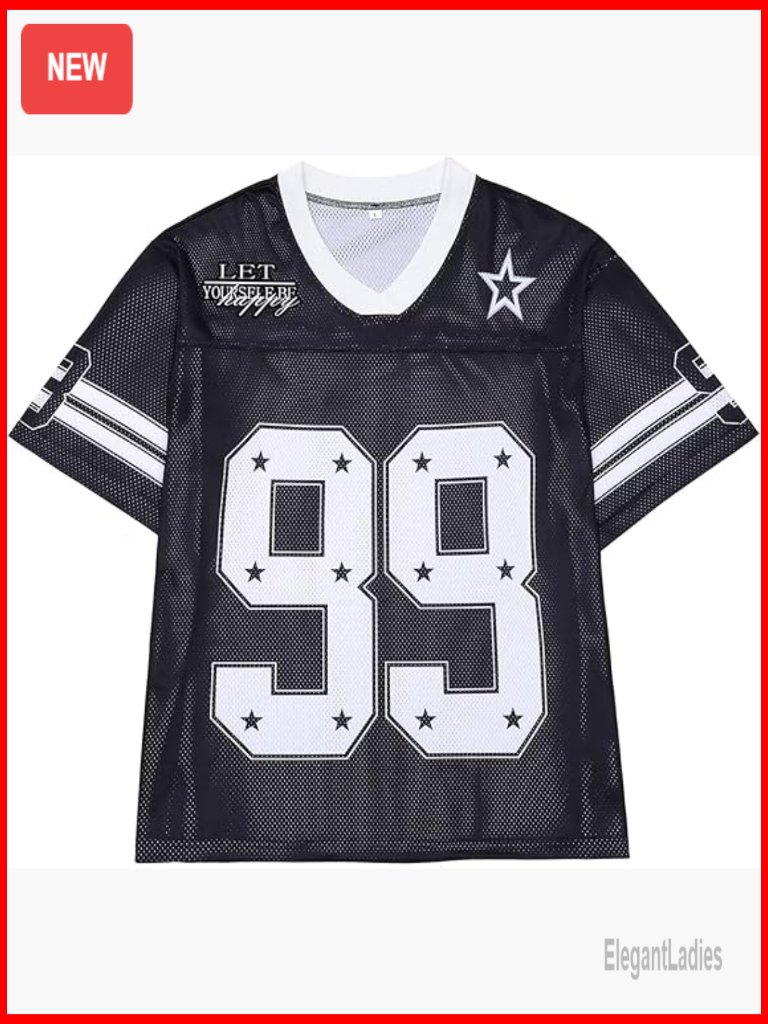 Oversized Y2k Vintage Graphic Tee Mesh Jersey Shirt
